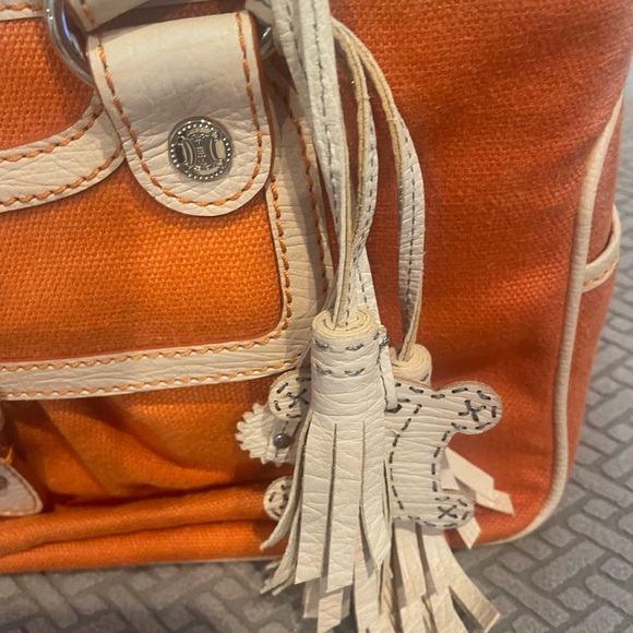 Vintage Celine Orange and Cream Handbag with Tassels - Picture 2 of 5